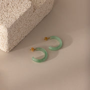 Jade Hoop Earrings 18K Gold