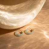 Jade Hoop Earrings 18K Gold