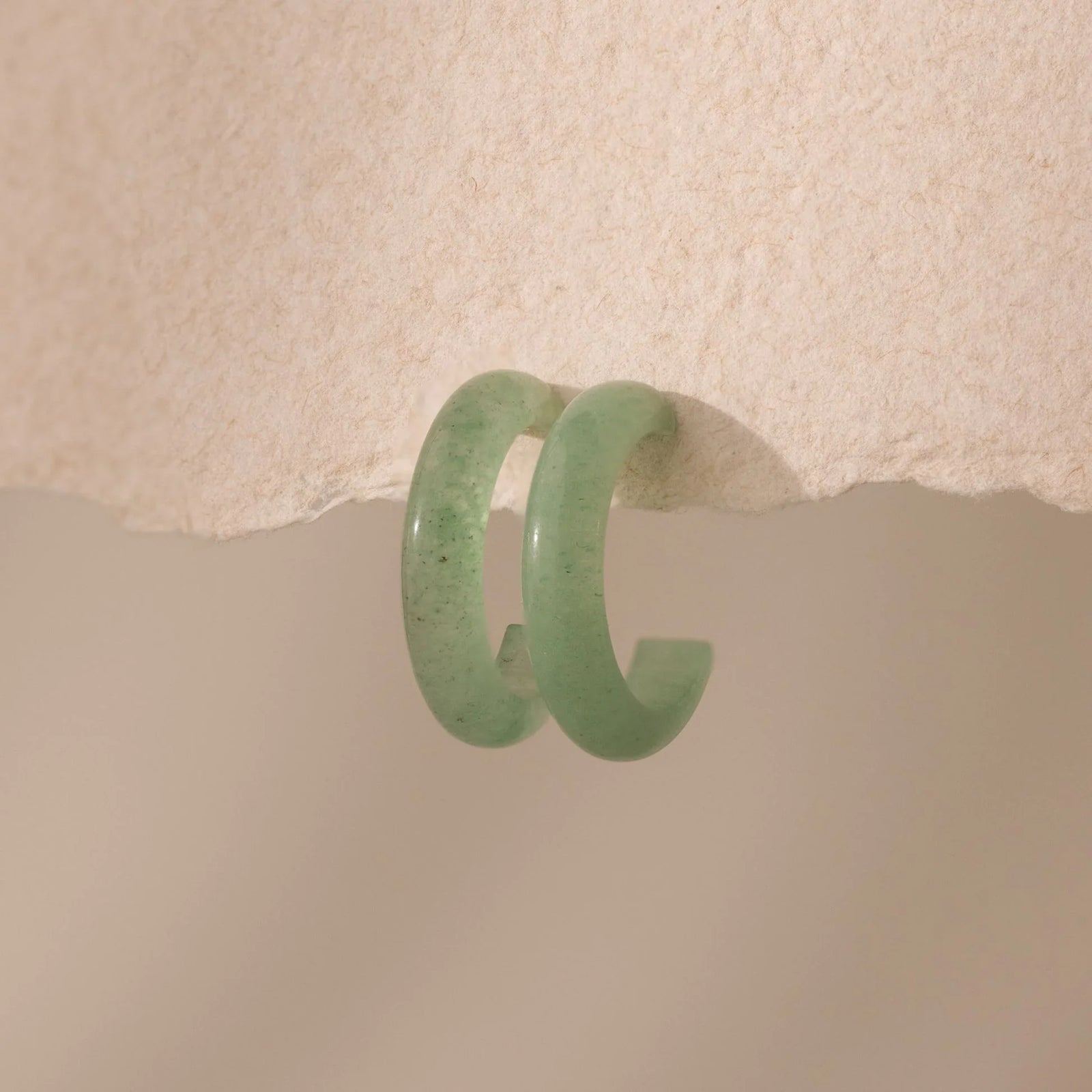 Jade Hoop Earrings 18K Gold